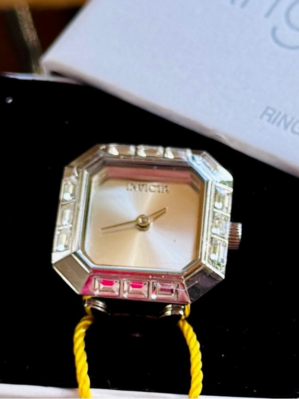 Invicta Angel Ring Watch Adjustable Crystal Octagon Face NWT